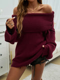 Devine Off-Shoulder Extra-Long Sleeve Sweater