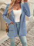 Devine Striped Long Sleeve Hooded Outerwear