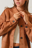 HYFVE Suede Button Down Cropped Jacket