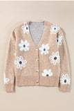 Flower Button Up Long Sleeve Cardigan