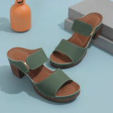 PU Leather Block Heel Sandals