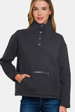 Zenana Turtleneck Half Snap Fleece Sweatshirt