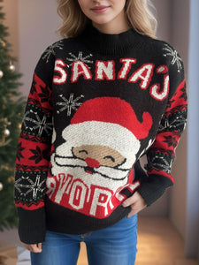 Santa Mock Neck Long Sleeve Sweater