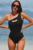 Cutout One Shoulder Sleeveless One-Piece Swimwear