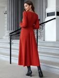 Ribbed Round Neck Long Sleeve Dress