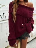 Devine Off-Shoulder Extra-Long Sleeve Sweater