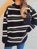 Striped Round Neck Long Sleeve Sweater