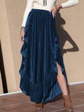 Slit Ruffled Wide Leg Pants