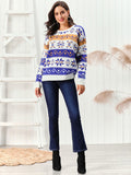 Snowflake Pattern Round Neck Sweater