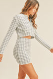 MABLE Houndstooth Cropped Knit Cardigan and Mini Skirt Set