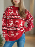 Christmas Element Round Neck Long Sleeve Sweater