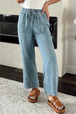 Drawstring High Waist Jeans with Pockets