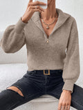 Honey Half Zip Dropped Shoulder Sweater