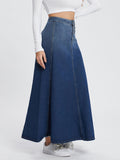 Button-Fly Hight Rise Denim Skirt