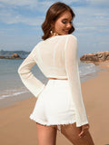 Openwork Long Sleeve Cover-Up