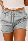 Drawstring Cuffed Shorts with Pockets