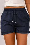 Drawstring Cuffed Shorts with Pockets