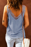 Swiss Dot Spliced Lace Sleeveless Top